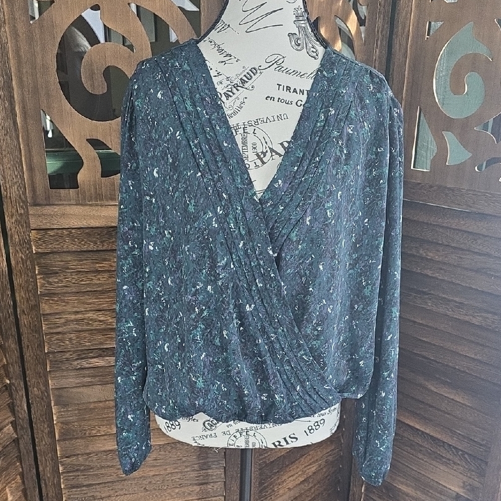 Veronica M‎ Women's Wrap Blouse - Blue and Green